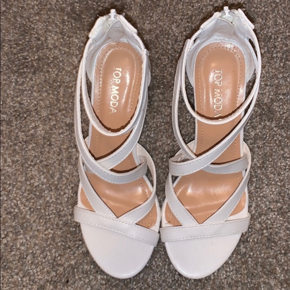 White Block Heels